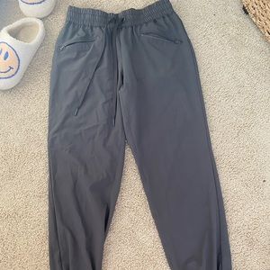 Gray lightweight joggers.